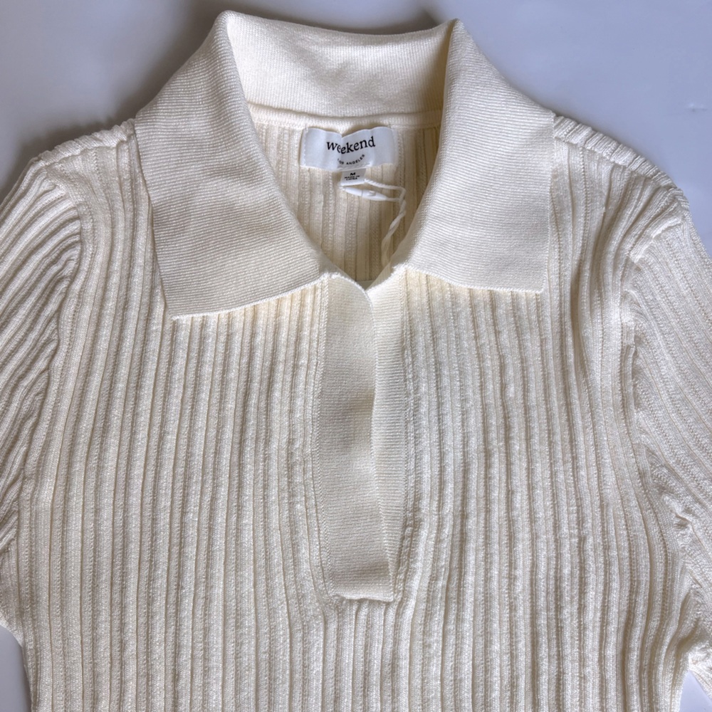 Weekend Ribbed Knit Collared Top, Sizes M + L, NWT - Picture 7 of 9